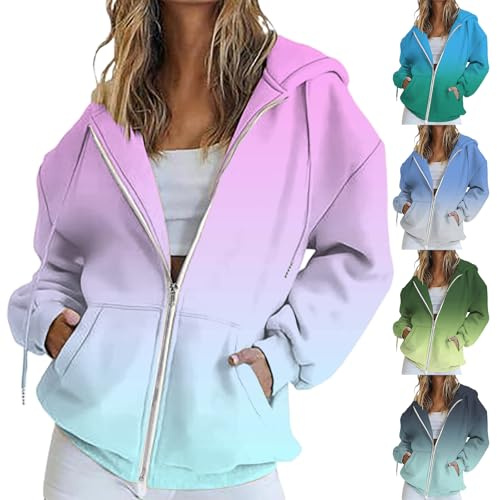 Generisch Hoodie Damen Kapuzenpullover Knopfleiste Leichter Pullover Langarm Sweatshirt Tops für Herbst Jacke Mit Kapuze High Street Mischung