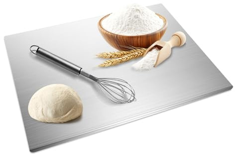 Gugxiom Tabla de cortar, tabla de cortar de acero inoxidable, borde en ángulo recto en L, tablas de cortar para cocina, tabla de cortar para queso, carne, verduras, hornear pasteles (40 x 30 cm)