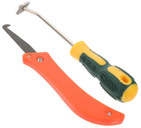 HONITANO 2 Pezzi Raschietti per Fughe Piastrelle in Acciaio Tungsteno con Impugnatura Ergonomica Strumenti Compatti per Rimozione Stucco Sigillante e Residui Adatti per