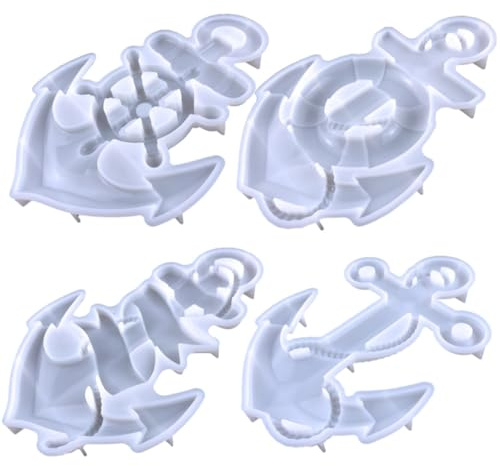 Veemoon Stampo in Silicone Per Ornamenti Da Parete Ancora, Set 4 Pezzi Bianchi, Flessibile e Resistente, Per Artigianato Fai Da Te e Decorazioni Murali Creative