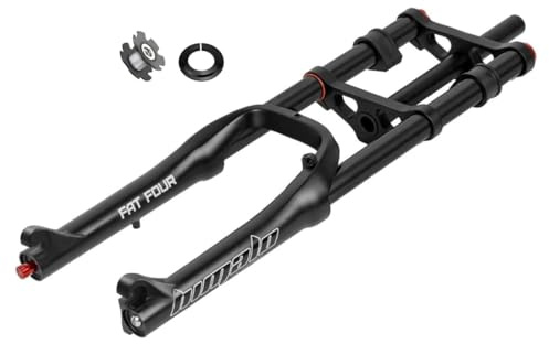 HIMALO 20 Pollici 4,0 Forcella Fat Bike Corsa 120mm Forcella Sospensioni Air Bici Ritorno Regolabile 1-1/8 Diritta Forcella Anteriore E-Bike Freno A Disco QR 9x135mm Blocco Manuale(Black)