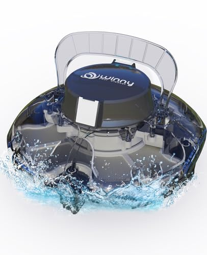 WINNY POOL CLEANER Winny 200 – Kabelloser Akku Poolsauger, Doppelfiltration, automatisches Parken, 80 Min. Laufzeit, für Aufstellpools bis 60 m², kompakt & leicht(Tintenschwarz-Weiß)