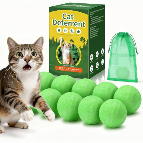 RIOSYE Cat Repellent for Gardens UK,Cat Deterrent Outdoor & Indoor,Cat Repellent Ball Anti Cat Scratch for Furniture, Keep Cats Off Yard Garden Lawn Plants Trash Can(10)