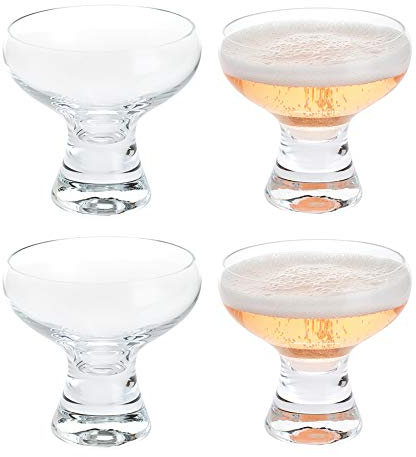 Dartington Crystal Champagne Coupe Glasses, Set of 4 Saucers Vintage Espresso Martini Prosecco Sparkling Home Bar Wine Glass Set (4 Pack)