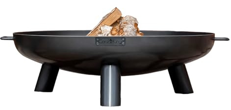 CookKing Bali Cuenco de Fuego Ø60cm - Barril de Fuego y Chimenea para Veladas Atmosféricas - Chimenea de Exterior - Chimenea de Terraza - Estufa de Jardín de Acero - Estufa de Leña - 68x60x20cm