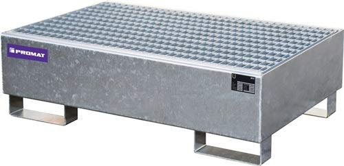 Auffangwanne 215 l L1200xB800xH360mm Stahlblech mit Gitterrost silber PROMAT