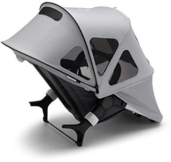 Bugaboo verstellbares Sonnendach mit Lüftungsfenstern und Guckfenster, mit Lichtschutzfaktor 50+ für die Bugaboo Donkey 3 Kinderwagen, Nebelgrau