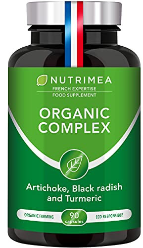 Organic Complex | Detox Supplement: Liver, Intestine & Colon | 100% Natural | Artichoke, Black Radish, Turmeric | Naturally Eliminates Toxins | High Dosage | 90 Vegetarian Capsules | French Expertise