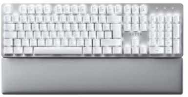 Razer Pro Type Ultra - Kabellose Mechanische Tastatur für Maximale Produktivität (Gelbe geräuschlose & Lineare Schalter, Auflage aus Kunstleder, Multi-Device-Dongle, Bluetooth) QWERTZ DE-Layout | Weiß