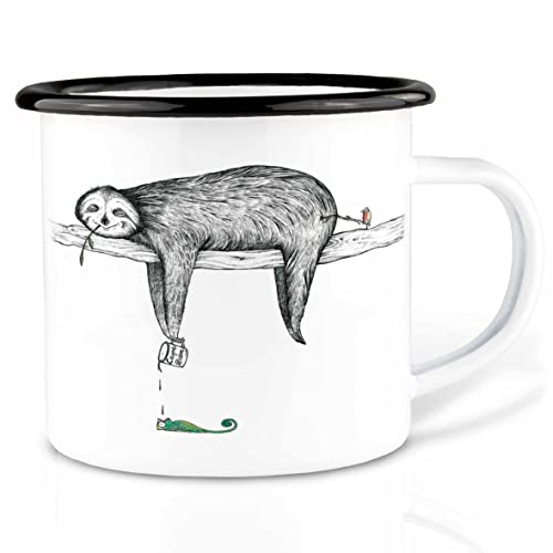 Ligarti® XXL Emaille Tasse (leicht & robust) | Camping Becher handveredelt in Deutschland | Kaffeetasse, Trinkbecher, Emaillebecher