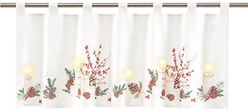 Delindo Lifestyle LED Scheibengardine Winterzeit für das Kinderzimmer, beleuchtete Weihnachtsgardine für die Küche, 45x120 cm, Gardine zu Weihnachten
