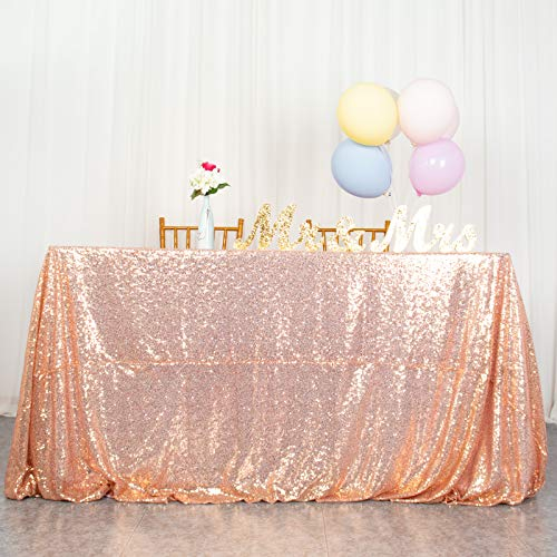 Mantel de Lentejuelas de Oro Rosa 125x200cm Rectángulo Brillante Mantel de Oro Rosa Cubierta de Mesa de Oro Rosa Decoraciones de cumpleaños Manteles de Boda Manteles de Purpurina para Fiestas
