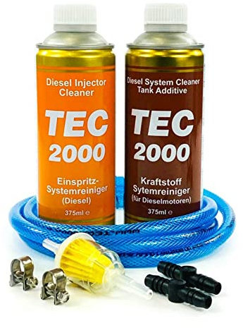 TEC 2000 Diesel Injektor Reiniger + Diesel System Cleaner Motorpflege Reinigung Set 750ml Einspritzdüsen Reiniger Kraftstoff Systemreiniger Diesel Zusatz Tank Additiv Injektionsreinigungsset