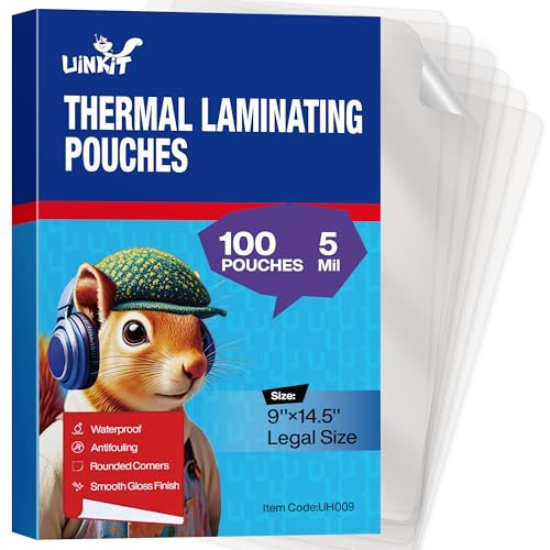 Uinkit Thermo-Laminierfolien, 22,9 x 37,8 cm, extra Schutz für transparente, glänzende Laminiertaschen, 5 mm, 100 Stück