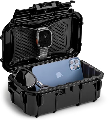 Evergreen 57 Waterproof Dry Box Protective Case - Travel Safe/Mil Spec/USA Made - for Cameras, Phones, Ammo Can, Camping, Hiking, Boating, Water Sports, Knives, & Survival (Black)