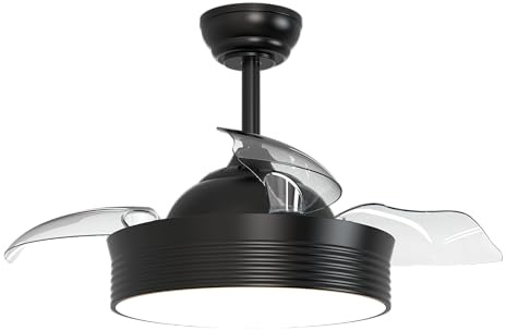 Sulion - Ventilador de Techo con Palas Retráctiles BOMBAY S – Motor DC, Luz LED 24W, 3 Temperaturas de Color, Temporizador, Modo Invierno-Verano, Ventilador Silencioso, Color Negro