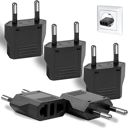 6 Pack US to Europe Plug Adapter, Type C European Travel Adapter, Outlet Wall Power Converter (Black)