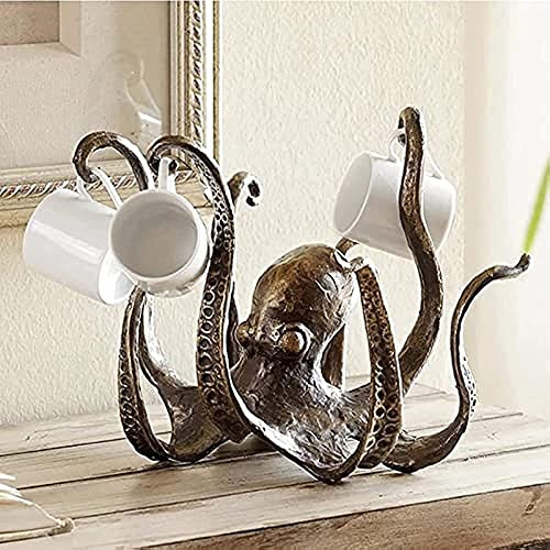 ANACRO Octopus Coffee Mug Holder,Fun Octopus Jewelry Holder,Vintage Style Resin Octopus Statue for Home Kitchen