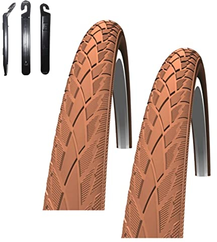 2 x Schwalbe Road Cruiser Braun Reflex Fahrradreifen Decke 42-622 (28 x 1.60) inkl. 3 Reifenheber
