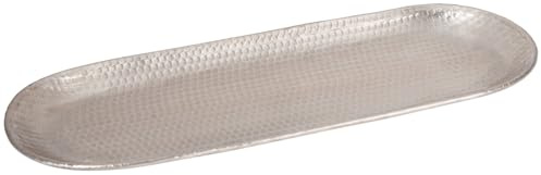 Orientalische Deko Serviertablett Ilnur aus Aluminium in Silber 45 cm