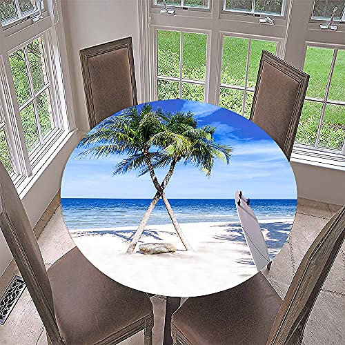 Lukery Winddicht Tischdecke Abwaschbar Gartentischdecke, Tischdecke Rund Tischdecken Tischtuch Outdoor Indoor, Palmen Tisch Schutz für Geburtstag Hochzeit Festival (Surfbretter,Durchmesser 150cm)