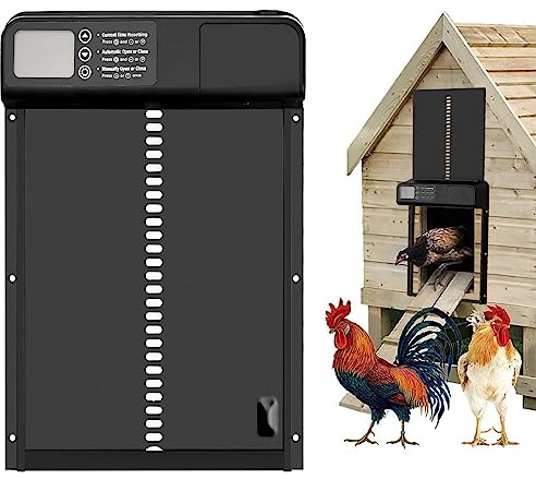 2.0 Puerta De Gallinero Automática con Sensor De Luz, Puerta De Gallinero Impermeable, Abrelatas Solar De La Puerta De La Puerta del Gallinero del Sensor De Luz del Gallinero del Pollo - Negro