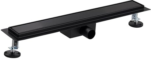 Canaleta de Ducha Italiana Reversible 60 cm | Una Cara Negro Mate Vista y Otra para Alicatar | Instalación a Ras de Suelo | Diseño Elegante y Funcional | NOYON & THIEBAULT