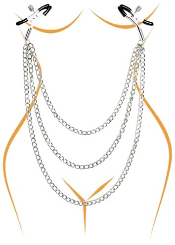 Nipple Clamp with Chain Breast Clips Nipple Stimulator BDSM Restraint Kits Adult Sex Toys for Women Solo Play or Couples Fun Adjustable Fetish Nipple Teasers Breast Sensual Nipple Clips by FOIPOW