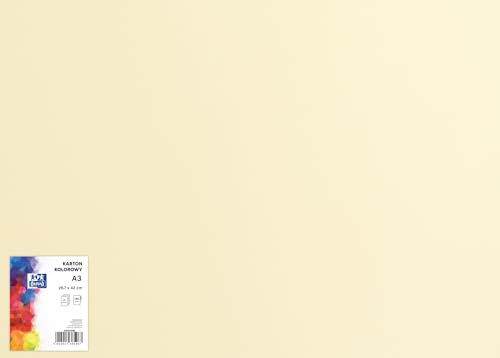 OXFORD Bastelkarton, DIN A3/ Buntes Bastelpapier/Tonpapier 160 g/m² /Bristolkarton/ 25 Blatt, cremig. Geeignet zum Basteln, Drucken, Kopieren