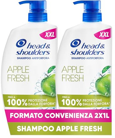 Head & Shoulders Shampoo Antiforfora Apple Fresh, Per Capelli Grassi E Cute, Clinicamente Provato, Dermatologicamente Testato, Formato Maxi Convenienza 2x1000ML