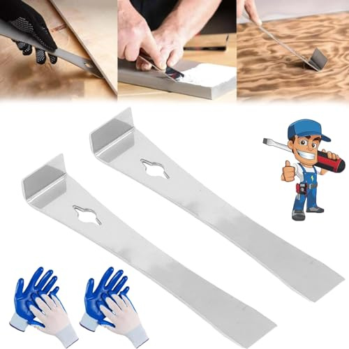 Woodworker's Multi-Purpose Magic, Stainless Steel Mini Pry Bar Scraper Set, Multipurpose Leverage Tool, for Trim Removal Tool and Baseboard Removal Tool (True Color-2 Pcs)