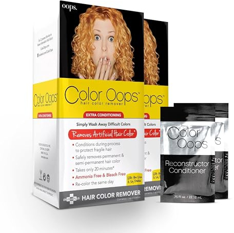 Color Oops Extra Conditioning Hair Color Remover and Reconstructor Conditioner Bundle, 2 Pack, Hair Dye Remover Processes in 20 Minutes, Safely Removes Permanent & Semi-Permanent Dye