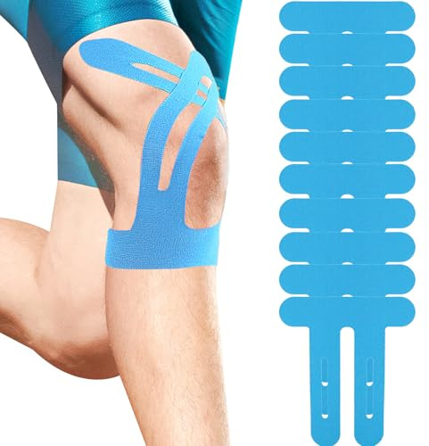 10 PCS PreCut Kinesiotapes cintas de kinesiotapes precortadas respetuosas con la piel con perfecta comodidad resistentes al agua y elásticas para el dolor de rodilla rayas