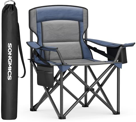 SONGMICS Camping fällstol, fällstol, blå och grå sömmar, GCB066Q01