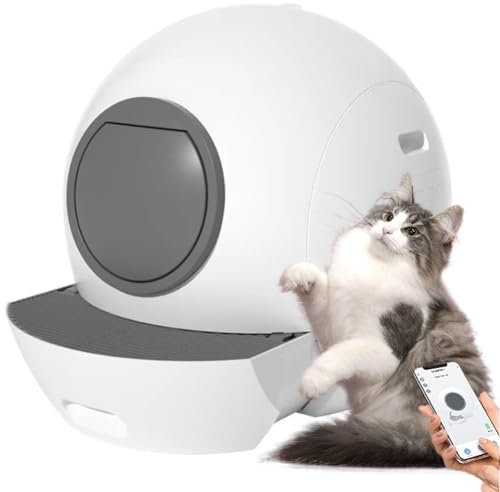 Toilette per Gatti Automatica Intelligente, lettiera per Gatti autopulente con Controllo App, capacità del Cestino della Toilette da 4 Litri, 3 Tipi di Anello Luminoso per la Regolazione della Luce