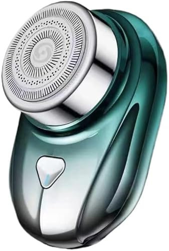 Mini Rasoir Portabel, MäNner Ein-Knopf-Elektrischer Rasierer, Mini Rasierer Wiederaufladbare, Rasierapparat Herren Tragbare FüR Zuhause Reisen BüRo (Grün)