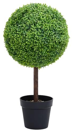 Homgoday Arredo Pianta di Bosso Artificiale a Sfera con Vaso Verde 50 cm, Arredo Mobili da Interni per Camera da Letto Soggiorno Ufficio