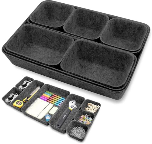 8Stk Schubladen Organizer Filz,Stapelbare Filz-Aufbewahrungsboxen,Schublade Organizer,Schubladen Ordnungssystem,Schminktisch Organizer,Filzkorb für Schreibtisch,Schminktisch,Nachttisch,Schrank