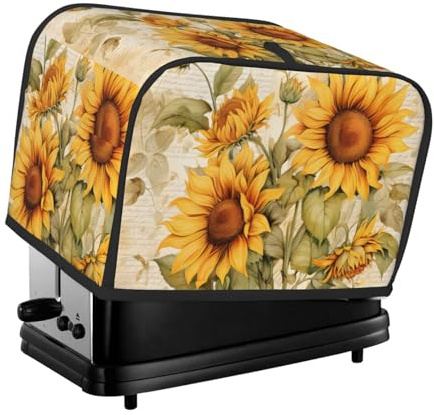 Toaster Cover 2 Slice, Vintage Yellow Flower Waterproof Dustproof Kitchen Small Appliance Covers
