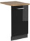 Vicco Dishwasher front panel Raul, Black high gloss, 45 cm, WT Oak
