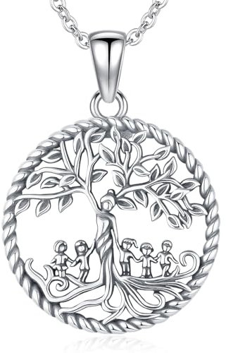 Friggem Collier Arbre de vie pour Femmes 925 Argent Sterling Arbre de Vie Mère Enfant Pendentif et Collier Arbre Généalogique, Bijoux Cadeaux pour Femmes Mamans Filles