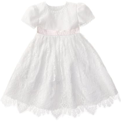 Lito Angels Blomflicka, klänning, bröllop, vit spetsklänning för flickor, baby, prinsessa, aftonklänning, balklänning, jul, storlek 3 månader – 3 år 68–98, Vit, 18-24 månader