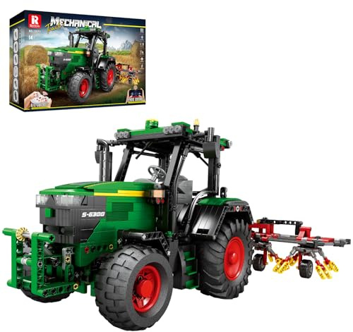 Reobrix Technic Tractor, Traktor-Spielzeug für Kinder, Bauernhof-Set, klassisches Bauernhofspielzeug für Kinder, ab 14 Jahren Landwirtschaft, Sammlermodellbausatz 22015