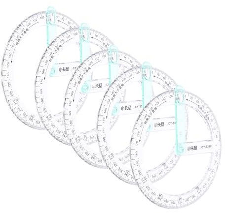 Gadpiparty 5pezzi Goniometro Circolare in Plastica Strumento Goniometro Gradi Riutilizzabile Righello Goniometrico Geometrico Per e Misura Precisa