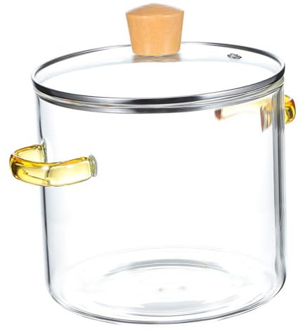 WEKADRIN Casserole En Verre 2300 Ml Couvercle Et Double Poignée Faitout Transparent Résistant Chaleur Pour Mijoter Et Cuire Des Soupes Ustensile Cuisine Polyvalent