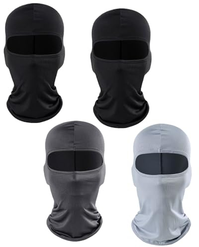 LEEQBCR 4 PCS Máscara de pasamontañas, Bufanda de Verano para el Cuello, Protector UV, Bufanda de esquí para Motocicleta Hombre y Mujer, 2 negros, 1 gris y 1 gris claro