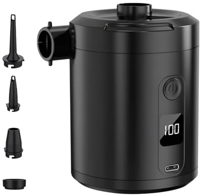 Portable Inflator Air Pump,Cordless Rechargeable Air Bed Pump - Quick Fill Automatic Blow Up Tool for Swimming Rings Sleeping Bed Pool Floats Outdoor Camping Road Trip