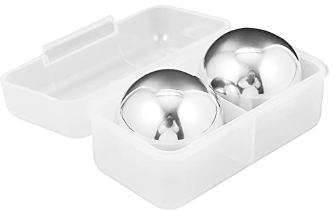 HAKIDZEL Whiskey Stones 2pcs 40mm Stainless Steel Ice Cubes Reusable Metal Ice Blocks for Wine and Whiskey Chilling Drinks Without Dilution Silver