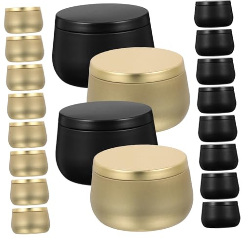 DOITOOL 24piezas Tarro De Vela De Metal Con Tapa Para Hacer Velas Para Diy Onzas Color y Negro Recipientes Vacíos