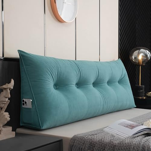 MONDEX Rückenkissen Bett, Lesekissen für Bett und Sofa, Rückenpolster für die Wand, Sitzkissen, Wandkissen, Groß Keilkissen mit Waschbarem Bezug, Ideal zum Lesen, Fernsehen,Malachite Green,180cm